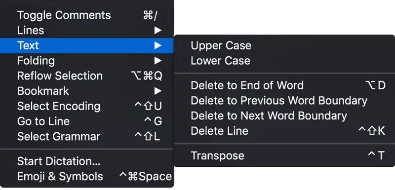 character case conversion options